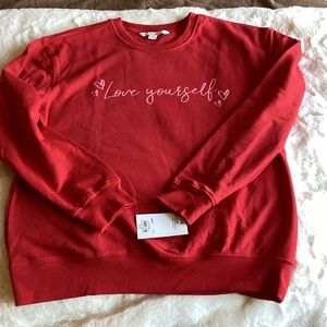 Kohl's Red Crew Neck Sweat shirt- Love Yourself Design